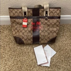 Coach Signature Tote With Zip-in Closure